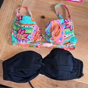Victoria's Secret Multicolor and Black Bikini Tops Set of 2